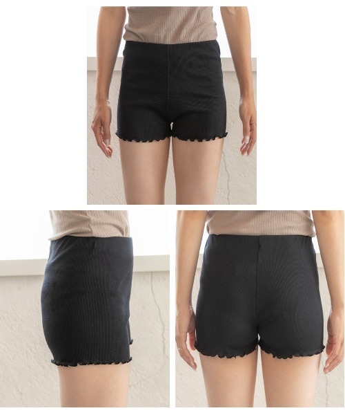 ad thie（アドティエ）の「リブインナーペチパンツ 裾メロー ショートパンツゴム（その他ルームウェア・レディース・ピンクベージュ/ブラック/オフホワイト・FREE）」の8枚目の写真