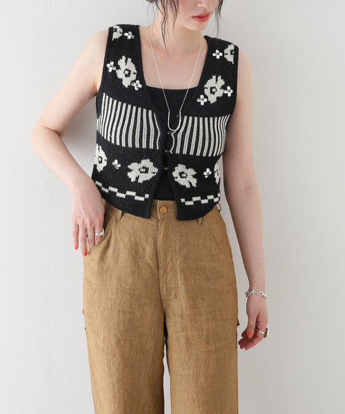 SLOBE citron.（スローブシトロン）の「SLOBE citron. Flowerニットベスト（ベスト・レディース・ブラック・FREE）」の18枚目の写真