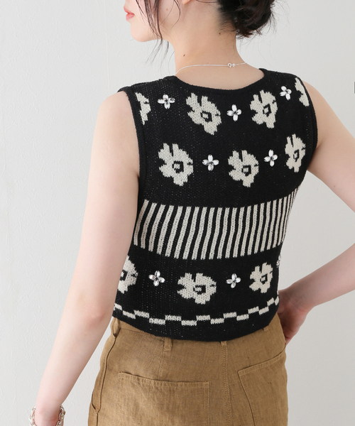 SLOBE citron.（スローブシトロン）の「SLOBE citron. Flowerニットベスト（ベスト・レディース・ブラック・FREE）」の16枚目の写真