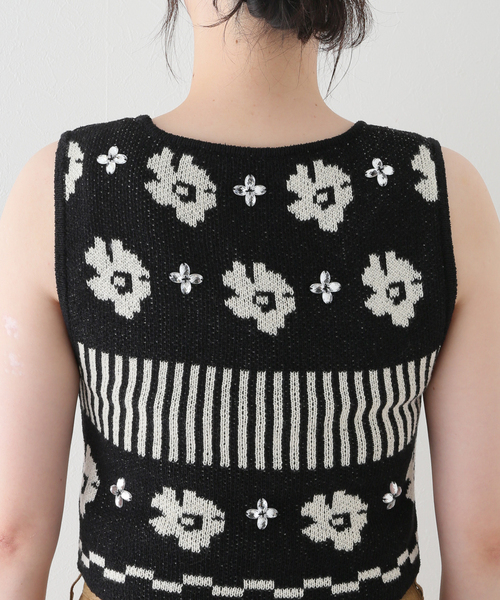 SLOBE citron.（スローブシトロン）の「SLOBE citron. Flowerニットベスト（ベスト・レディース・ブラック・FREE）」の19枚目の写真