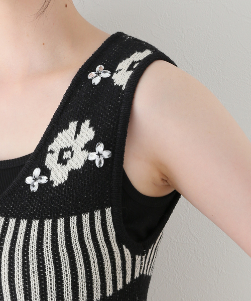 SLOBE citron.（スローブシトロン）の「SLOBE citron. Flowerニットベスト（ベスト・レディース・ブラック・FREE）」の13枚目の写真