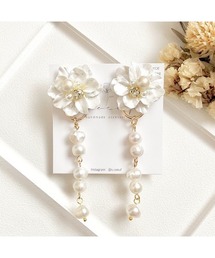 tone（トーン）の「【S.coeuf】2wayイヤリング　コットンパールフラワー×連なる淡水パール(MA)（イヤリング）」