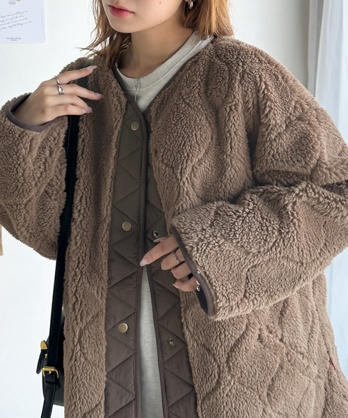 classicalelf（クラシカルエルフ）の「大人のこなれ感。キルティング オーバーサイズ ボアブルゾン（ブルゾン・レディース・カーキ/アイボリー/ブラウン/ブラック・MEDIUM/SMALL/X-LARGE/LARGE）」の21枚目の写真