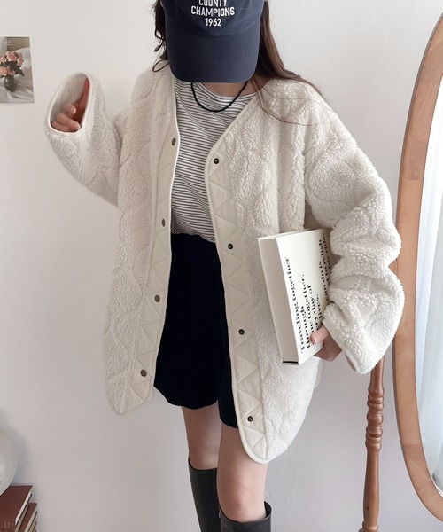 セール】大人のこなれ感。キルティング オーバーサイズ ボア セール】大人のこなれ感。キルティング オーバーサイズ ボア