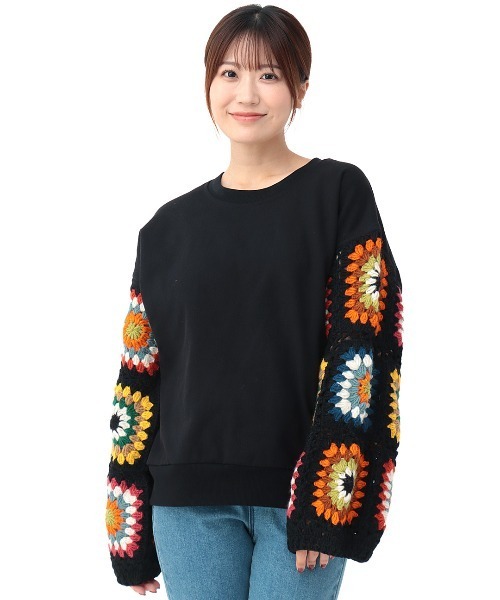 チチカカ（チチカカ）の「スウェットxハンドクロシェプルオーバー