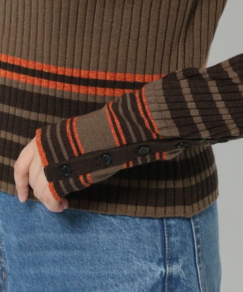 LOWRYS FARM（ローリーズファーム）の「ソデボタンマルチボーダーＬＳ　974483（ニット/セーター・レディース・アイボリー/ブラウン/パープル・FREE）」の19枚目の写真