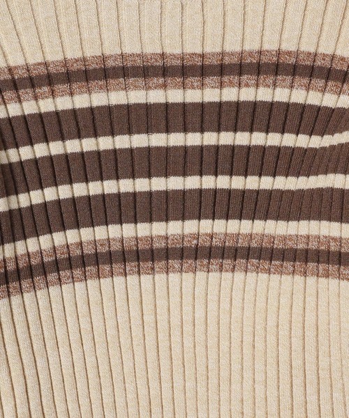 LOWRYS FARM（ローリーズファーム）の「ソデボタンマルチボーダーＬＳ　974483（ニット/セーター・レディース・アイボリー/ブラウン/パープル・FREE）」の22枚目の写真