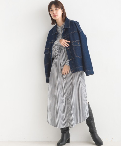 OMNES（オムネス）の「製品洗いブロードロングシャツワンピース長袖（シャツワンピース・レディース・ホワイト/ブラック系その他/ブルー/ブルー系その他/ピンク/ベージュ・FREE）」の3枚目の写真