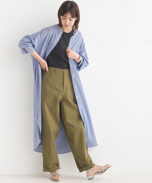 OMNES（オムネス）の「製品洗いブロードロングシャツワンピース長袖（シャツワンピース・レディース・ホワイト/ブラック系その他/ブルー/ブルー系その他/ピンク/ベージュ・FREE）」の6枚目の写真