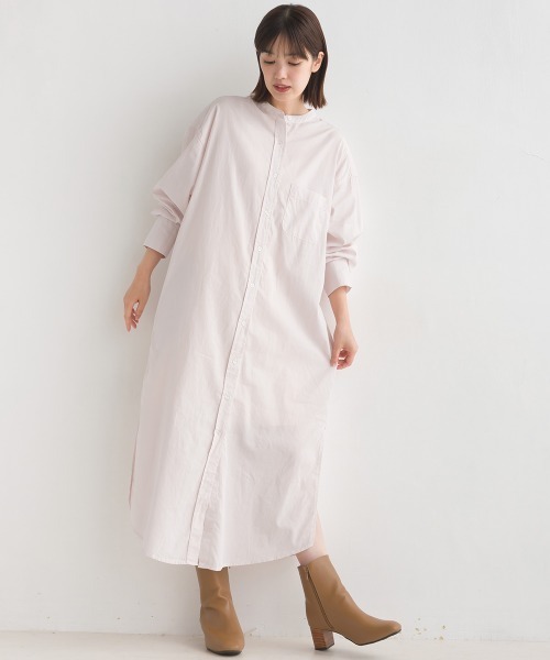 OMNES（オムネス）の「製品洗いブロードロングシャツワンピース長袖（シャツワンピース・レディース・ホワイト/ブラック系その他/ブルー/ブルー系その他/ピンク/ベージュ・FREE）」の21枚目の写真
