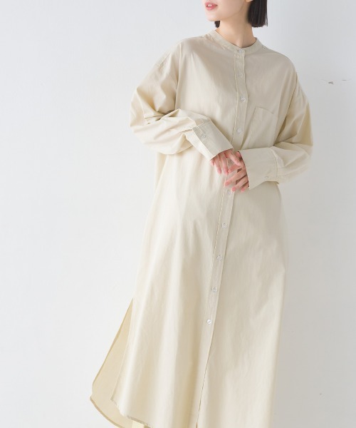 OMNES（オムネス）の「製品洗いブロードロングシャツワンピース長袖（シャツワンピース・レディース・ホワイト/ブラック系その他/ブルー/ブルー系その他/ピンク/ベージュ・FREE）」の7枚目の写真