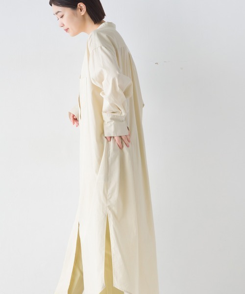 OMNES（オムネス）の「製品洗いブロードロングシャツワンピース長袖（シャツワンピース・レディース・ホワイト/ブラック系その他/ブルー/ブルー系その他/ピンク/ベージュ・FREE）」の8枚目の写真