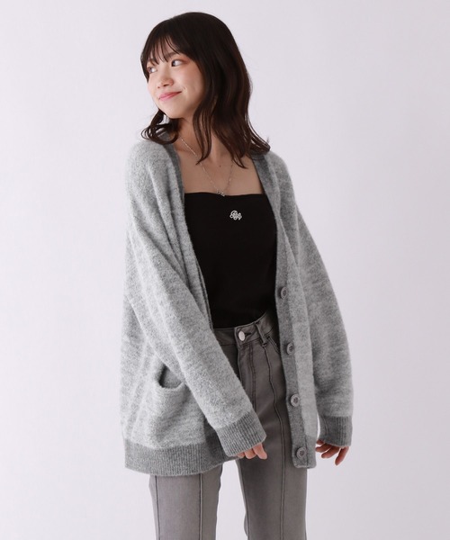 repipi armario（レピピ アルマリオ）の「フワフワエアリーカーディガン（カーディガン/ボレロ・キッズ・グリーン/パープル/グレー・SMALL/MEDIUM/LARGE）」の2枚目の写真