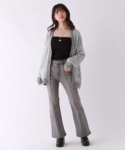 repipi armario（レピピ アルマリオ）の「フワフワエアリーカーディガン（カーディガン/ボレロ・キッズ・グリーン/パープル/グレー・SMALL/MEDIUM/LARGE）」の4枚目の写真