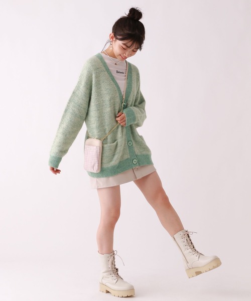 repipi armario（レピピ アルマリオ）の「フワフワエアリーカーディガン（カーディガン/ボレロ・キッズ・グリーン/パープル/グレー・SMALL/MEDIUM/LARGE）」の6枚目の写真