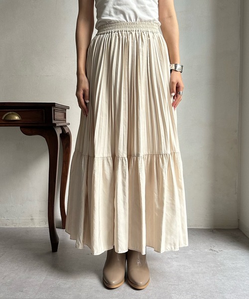 【新品タグ付き】ディオール / プリーツスカート M クリーム 未使用 DIOR | プリーツ ミディスカート プリュムティ チュール