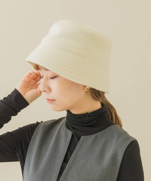 SMELLY(スメリー)の「ソフトウールバケットハット(ハット・レディース・グレー/モカ/アイボリー/ブラック・-)」の5枚目の写真