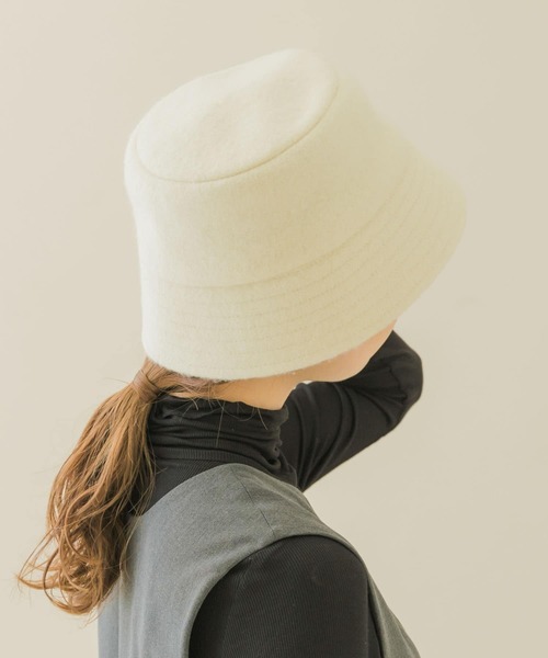 SMELLY(スメリー)の「ソフトウールバケットハット(ハット・レディース・グレー/モカ/アイボリー/ブラック・-)」の6枚目の写真