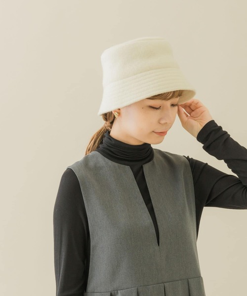 SMELLY(スメリー)の「ソフトウールバケットハット(ハット・レディース・グレー/モカ/アイボリー/ブラック・-)」の7枚目の写真