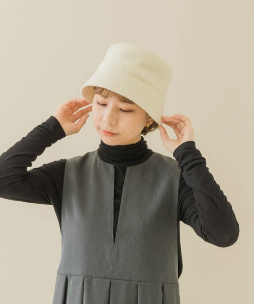 SMELLY(スメリー)の「ソフトウールバケットハット(ハット・レディース・グレー/モカ/アイボリー/ブラック・-)」の8枚目の写真