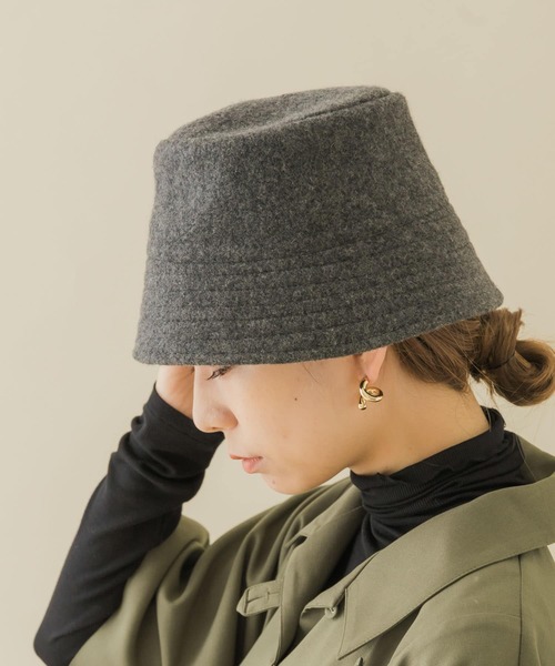 SMELLY(スメリー)の「ソフトウールバケットハット(ハット・レディース・グレー/モカ/アイボリー/ブラック・-)」の10枚目の写真