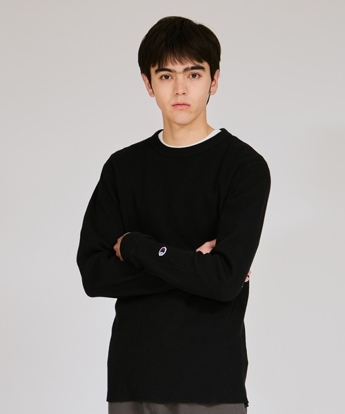 Champion(チャンピオン)の「【Champion/チャンピオン】メンズ ベーシック ロングスリーブTシャツ(Tシャツ/カットソー・メンズ・ネイビー/ホワイト/グレー/オリーブ/ブラック/モカ・MEDIUM/LARGE/X-LARGE/SMALL)」の1枚目の写真