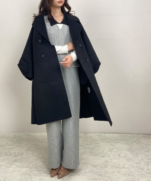 セール】深Vネックツイードオールインワン（サロペット/オーバーオール