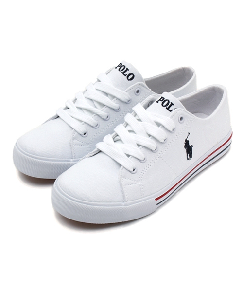 POLO RALPH LAUREN(ポロ ラルフ ローレン)の「ジュニア ウィメンズ ポロ ラルフローレン スカラー POLO SCHOLAR Jr 991802 991803(スニーカー・レディース・ホワイト/ネイビー・23cm/23.5cm/24cm/24.5cm/25cm)」の1枚目の写真
