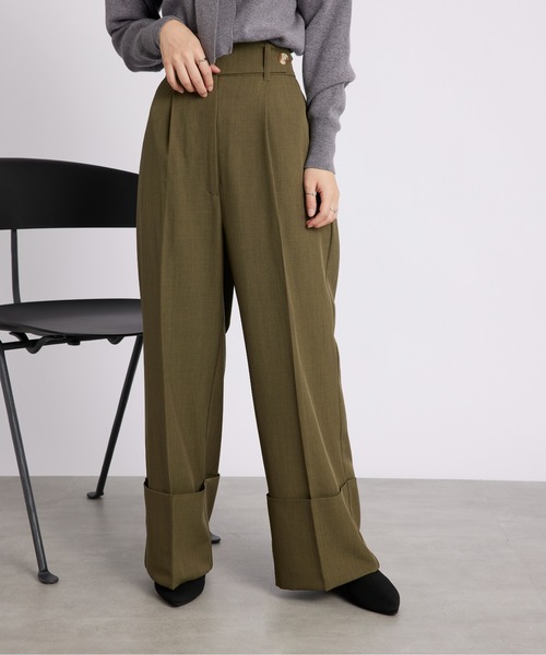 SETUP7（セットアップセブン）の「【SETUP7】ブロードロールアップパンツ trc（その他パンツ・レディース・チャコールグレー/カーキ/ブラウン・FREE）」の3枚目の写真