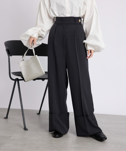 SETUP7（セットアップセブン）の「【SETUP7】ブロードロールアップパンツ trc（その他パンツ・レディース・チャコールグレー/カーキ/ブラウン・FREE）」の2枚目の写真