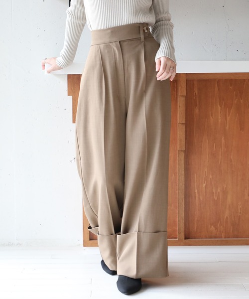 SETUP7（セットアップセブン）の「【SETUP7】ブロードロールアップパンツ trc（その他パンツ・レディース・チャコールグレー/カーキ/ブラウン・FREE）」の4枚目の写真