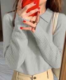 スキッパーリブニット