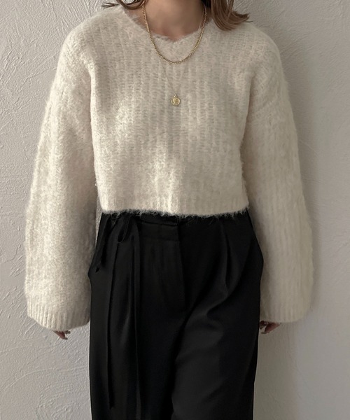 apres jour clair(アプレジュールクレア)の「【apres jour clair】ウール混ショートニット【ZOZOTOWN限定アイテム】(ニット/セーター・レディース・グレー/アイボリー/ベージュ・フリー/X-LARGE)」の5枚目の写真