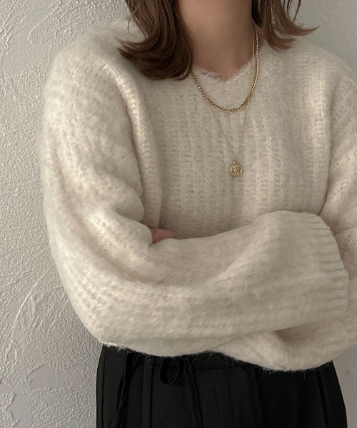 apres jour clair(アプレジュールクレア)の「【apres jour clair】ウール混ショートニット【ZOZOTOWN限定アイテム】(ニット/セーター・レディース・グレー/アイボリー/ベージュ・フリー/X-LARGE)」の6枚目の写真