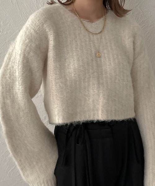 apres jour clair(アプレジュールクレア)の「【apres jour clair】ウール混ショートニット【ZOZOTOWN限定アイテム】(ニット/セーター・レディース・グレー/アイボリー/ベージュ・フリー/X-LARGE)」の7枚目の写真