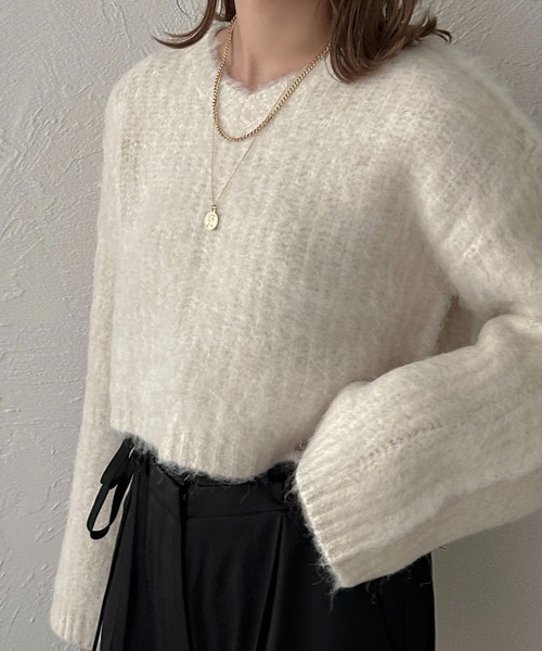 apres jour clair(アプレジュールクレア)の「【apres jour clair】ウール混ショートニット【ZOZOTOWN限定アイテム】(ニット/セーター・レディース・グレー/アイボリー/ベージュ・フリー/X-LARGE)」の8枚目の写真