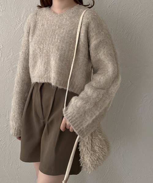 apres jour clair(アプレジュールクレア)の「【apres jour clair】ウール混ショートニット【ZOZOTOWN限定アイテム】(ニット/セーター・レディース・グレー/アイボリー/ベージュ・フリー/X-LARGE)」の17枚目の写真