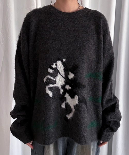 正規品♡トイプードルジャガード上下セット♡ボーダー ボヘミアン柄ジャガードニットプルオーバー｜FURRY、REYELL公式通販