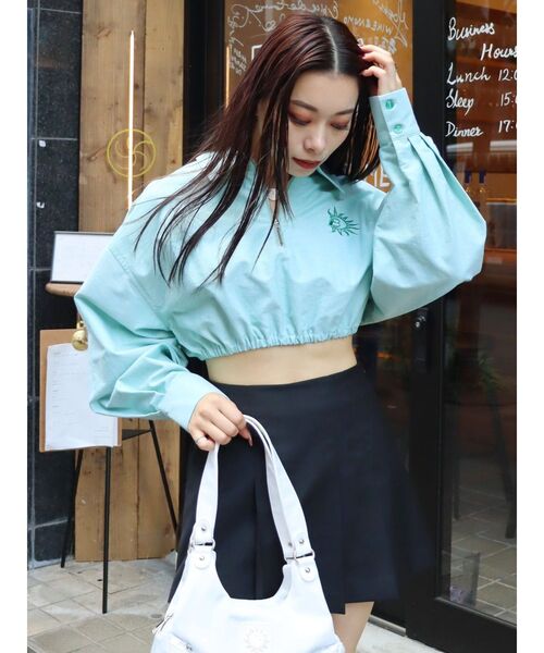 EVRIS（エヴリス）の「ハーフZIPルーズシャツ（シャツ/ブラウス・レディース・ブルー/ホワイト/グリーン・FREE）」の19枚目の写真