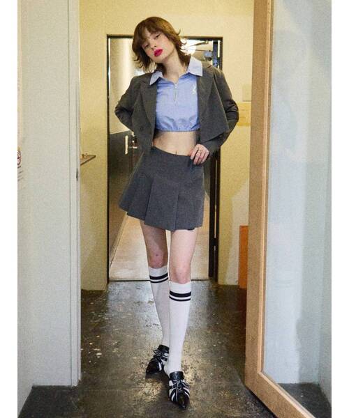 EVRIS（エヴリス）の「ハーフZIPルーズシャツ（シャツ/ブラウス・レディース・ブルー/ホワイト/グリーン・FREE）」の5枚目の写真