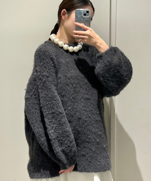 Narcissus（ナルシス）の「【Narcissus】ルーズニット（ニット/セーター・レディース・チャコールグレー/ベージュ/アイボリー・FREE）」の14枚目の写真