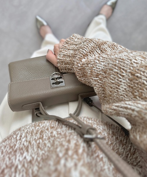 セール】ローゲージメランジニット／モックネック Uネック ミックス