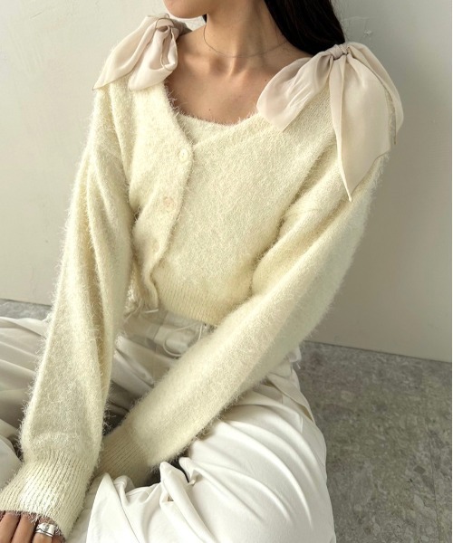 LIZ LISA ケーブルニットボレロ カーディガン ホワイト ふわふわ