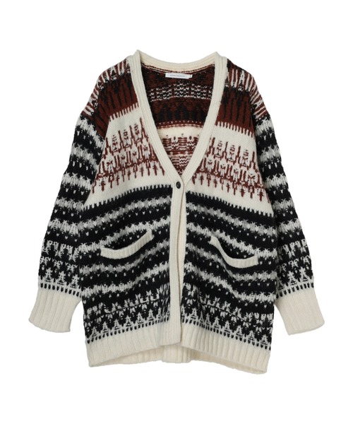 AMERICAN HOLIC（アメリカンホリック）の「フェアアイル柄ニットカーディガン（カーディガン/ボレロ・レディース・ブラウン・M/L）」の2枚目の写真