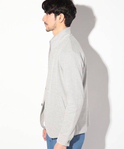 UNION STATION（ユニオンステーション）の「ワイヤー入りハニカムスタンドカラージャケット（テーラードジャケット・メンズ・ネイビー/オフホワイト・M/S/L/LL）」の6枚目の写真