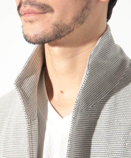 UNION STATION（ユニオンステーション）の「ワイヤー入りハニカムスタンドカラージャケット（テーラードジャケット・メンズ・ネイビー/オフホワイト・M/S/L/LL）」の8枚目の写真