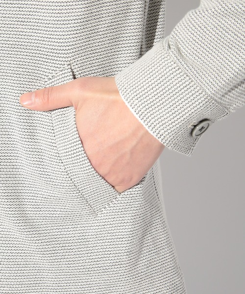 UNION STATION（ユニオンステーション）の「ワイヤー入りハニカムスタンドカラージャケット（テーラードジャケット・メンズ・ネイビー/オフホワイト・M/S/L/LL）」の10枚目の写真