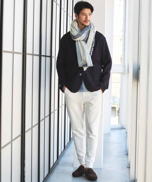 UNION STATION（ユニオンステーション）の「ワイヤー入りハニカムスタンドカラージャケット（テーラードジャケット・メンズ・ネイビー/オフホワイト・M/S/L/LL）」の18枚目の写真