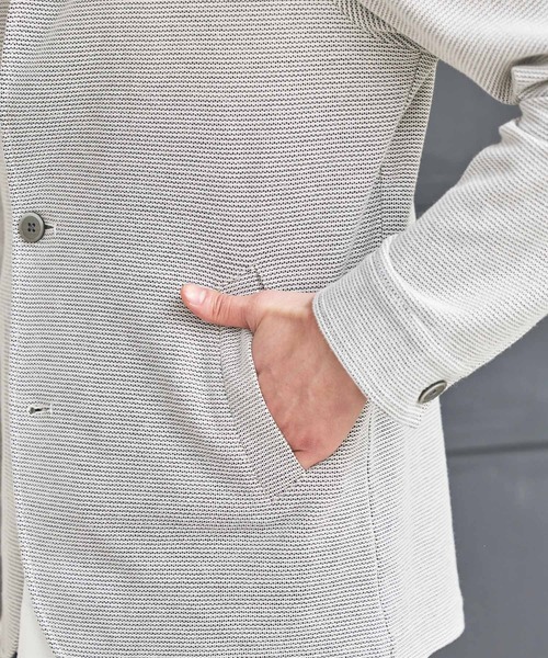 UNION STATION（ユニオンステーション）の「ワイヤー入りハニカムスタンドカラージャケット（テーラードジャケット・メンズ・ネイビー/オフホワイト・M/S/L/LL）」の21枚目の写真