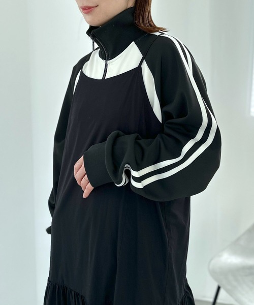 LEPSIM(レプシィム)の「配色トラックジャケット 991192(ジャージ・レディース・グレー/オフホワイト/ブルー/ネイビー・FREE)」の2枚目の写真